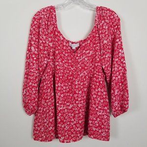 LOFT Heart Sweetheart Neck Blouse Top Size 8